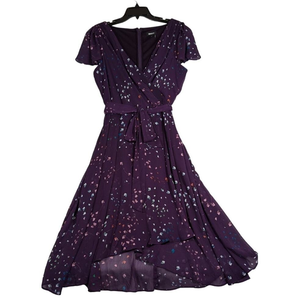 DKNY Plum chiffon Dress Sz16 B42"W37"L48" - Picture 2 of 10